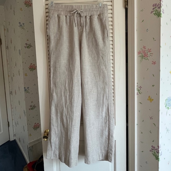 Quince Tie Waist European Linen Wide Leg Full Length Pants Size M - Picture 7 of 7